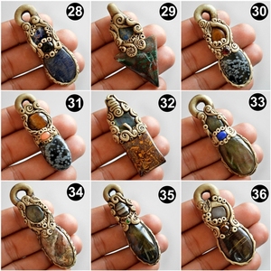 Pendentif en argile polymère naturelle, 1 pièce, pierre précieuse, collier sous forme de labradorite - Product Image 5