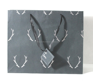 Papel de algodón hecho a mano con estampado de aluminio, asas de cinta satinada a juego, bolsa de etiqueta de regalo - Product Image 1