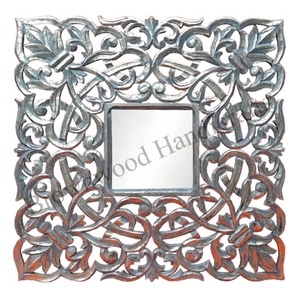 Cadre de miroir carré en MDF sculpté à la main Design vintage élégant miroir de dressing en bois sculpté pour la décoration intérieure commandes en gros à bas prix - Product Image 1