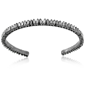 <b>Solid</b> 925 <b>Silver</b> Baguette Diamond Handmade Bangle <b>Bracelet</b> Jewelry - Product Image 1