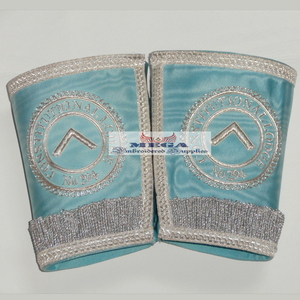 Delantal y guantelete de cuero Masonic REGALIA PAR bordado con costura de punto de cruz para uso de base de masón - Product Image 2