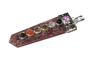 Colgante de cristal de lepidolita colgante plano piedra curativa piedra preciosa 7 chakra lápiz plano cristal piedra preciosa ágata collar mayorista - Product Image 3