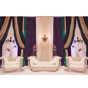 Fascinating Backdrop <b>Curtains</b> for Weddings Mughal Style Mehndi Stage Beautiful Backdrop Royal Indian Wedding Stage Backdrop - Product Image 1