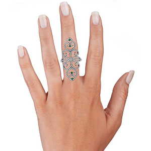 Bague en argent Sterling 925 avec diamant pavé de pierres précieuses émeraude, bijoux de créateur pour filles, fabricant - Product Image 2