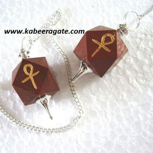 Péndulo Ankh de jaspe rojo, péndulo con cadena de plata, venta al por mayor - Product Image 1