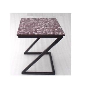 Mesa con incrustaciones de nácar de alta calidad con base de aluminio en negro Mesa decorativa con incrustaciones de madreperla Muebles para el hogar para interiores - Product Image 2
