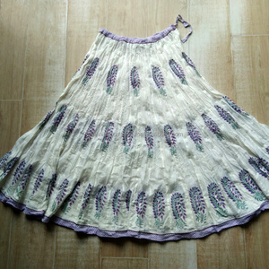 กระโปรงผ้าคอตตอนสำหรับผู้หญิงกระโปรงผ้าคอตตอนดีไซน์แบบเย็บและเอวยางยืด - Product Image 1