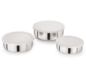 ขายส่งที่ไม่ใช่แม่เหล็กอาหารเกรดครัวเรือนสแตนเลสอาหารขนมขบเคี้ยวที่ให้บริการการจัดเก็บชามที่มีฝาปิดพลาสติก - Product Image 1