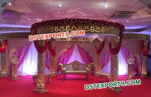 Imperial Wedding Golden Fiber Mandapam Modern Designed Wedding Mandap Trending Indian Customized Wedding Mandap Pillar Set USA - Product Image 2