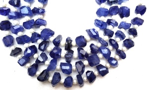 Fait à la main 1 brin naturel bleu saphir perles en vrac accrocheur à facettes pépites forme pour la fabrication de bijoux en gros - Product Image 2