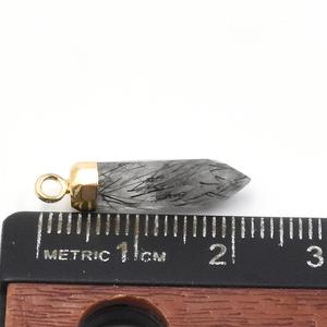 ควอตซ์สีดำทับทิมขนาด22ถึง24มม. พร้อมตัวประกันตัวใหญ่จี้ชุบทองอัญมณี - Product Image 2