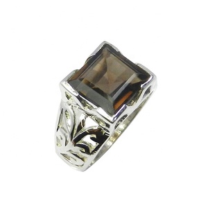 Wholesale Solid 925 Sterling Silver <b>Ring</b> Smokey <b>Quartz</b> Gemstone Handmade Silver Eternity Vermeil <b>Rings</b> - Product Image 1