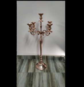 Candelabro alto dorado con 5 brazos y vaso de cristal, decoración para boda/fiesta/Hotel/hogar - Product Image 3