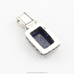 Pendentif en pierre précieuse Lapis Lazuli, argent Sterling 925, fait à la main, pendentif de style Boho, naturelle - Product Image 3