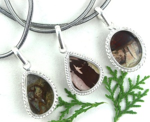 92.5 Sterling naturel zèbre jaspe pierre précieuse poire ovale et fantaisie forme pendentif à breloque femmes bijoux en gros - Product Image 1