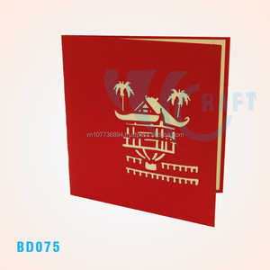 Construcción hecha a mano 3D Pop-up Laser Cut Design Card Top Trending Paper Craft Souvenir de Vietnam - Product Image 2