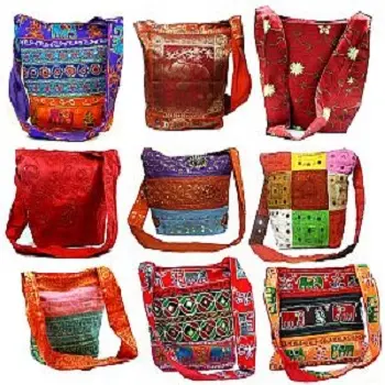 Gestickte Umhängetasche im Kutch-Stil Tribal Indian New Handbag Einkaufstasche bestickt Hmong Bag Purse großer ethnischer Großhandel