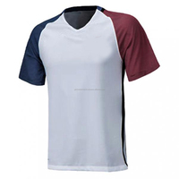 T-shirt de football en polyester/coton tricoté pour homme, maillot de foot à manches courtes, tissu écologique anti-rétrécissement, séchage rapide, respirant