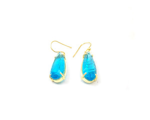 925 Sterling Silver <b>Blue</b> <b>Topaz</b> Quartz Gemstone 18K Gold Plated Trendy Handmade Fashion Hoop <b>Earring</b> Set for Jewelry Making - Product Image 2