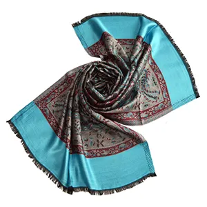 多色Ombre条纹提花图案HM围巾和披肩定制设计真丝围巾印花围巾