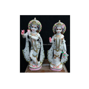 Statue décorative en marbre blanc Shree Radha Krishna Ji, artisanat, meilleur prix, objet religieux indien et en pierre douée - Product Image 1