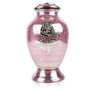 Suministros funerarios, urna de cremación rosa y verde oscuro, Brassworld, India - Product Image 4