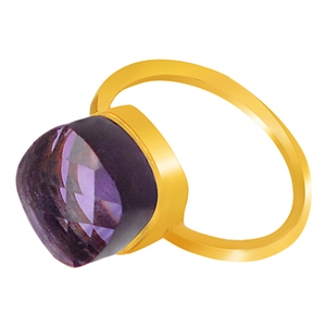 Meilleure qualité. Bague en argent sterling 925 coussin fait main améthyste et plaqué or pour mariage fiançailles bijoux de mode prix bas - Product Image 4