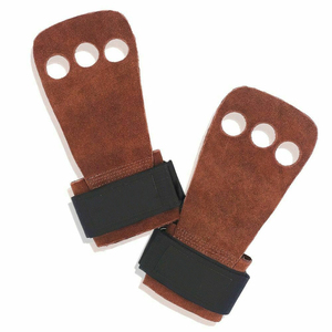 Empuñadura gimnástica de levantamiento de pesas, agarre de mano de cuero para Fitness y culturismo, Logo personalizado, Color marrón, venta al por mayor - Product Image 1