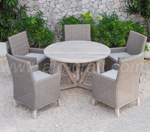 All Weather Resistant <b>Garden</b> Furniture Dining Set <b>Wooden</b> <b>Round</b> <b>Table</b> <b>and</b> 4 <b>Chairs</b> RADS-154 (Style 1) - Product Image 1
