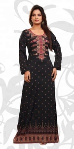 Offre Spéciale 100% crêpe INDE abaya o-cou Imprimé design CAFTAN CAFTAN - Product Image 5