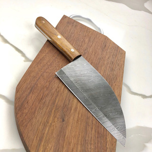 Cuchillo de Chef ZR Knives Hecho a Mano de Acero Damasco de Grado Industrial (ZR388) con Mango de Madera, Grosor de 0.020, Personalizable OEM para Cocina - Product Image 1
