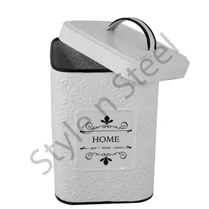 镀锌方形罐纹理设计带盖金属储物罐高银方形锡盒批发价