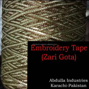 Gota Zari Metallic Fancy Tape & Thin Braided Cords for Embroidery-Floss machine in Colors, Golden Shades, Silver