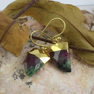 Rubis Zoisite bijoux en forme de corne de galvanoplastie argent plaqué 925 boucle d'oreille en argent Sterling plaqué or - Product Image 4