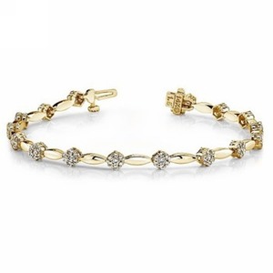 Bracelet en or jaune 14 carats avec excellents bracelets et bracelets élégants en diamant rond et véritable - Product Image 1