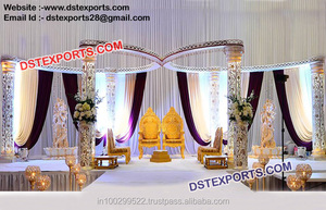 Mandap Tradicional Hindú Dorado Jali para Bodas, Decoración de Mandap de Fibra para Bodas, Último Modelo de Mandap para Bodas en Venta en California - Product Image 2