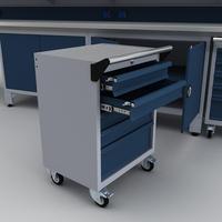 Établi en Acier de Haute Qualité avec Chariots à Outils et Armoires de Rangement