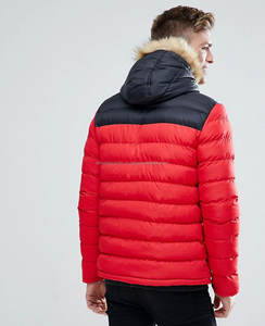 Chaqueta acolchada de algodón para hombre, chaqueta acolchada de algodón personalizada, de invierno, bloque de Color alto, hecha de prendas, Color Rojo - Product Image 2