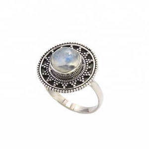 Haute qualité 925 argent Sterling naturel arc-en-ciel pierre de lune pierres précieuses éternité Vermeil bague bijoux fantaisie faits à la main - Product Image 1