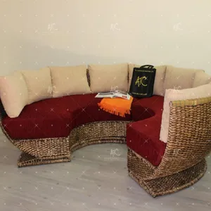 Набор плетеных вручную диванов из натуральной плетеной ткани для гостиной