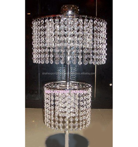 Centre de table de lustre décoratif moderne en métal et cristal argent pour mariage et décoration de Noël - Product Image 1