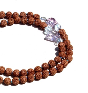 Collier en perles de sodalite facettées, perles de mala, pompon, noué à la main, style bohème, unisexe, religieux, bouddhisme, yoga, mode, cadeau de fête - Product Image 3