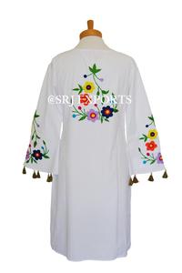 ชุดเดรสยาวลายดอกไม้ปวยบลา,ชุดปักลายดอกไม้สีตัดกันสุดเซ็กซี่มีพู่ - Product Image 4