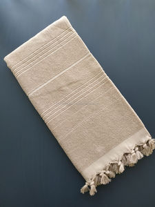 Terryback Turkish <b>Towel</b>, Peshtemal, Hammam <b>Towel</b> Direct From Factory - Beige Color, <b>Bath</b> Size - Product Image 3