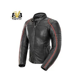 Hoge Kwaliteit Motorcross Dames Slim Fit Aangepaste Lederen Motorjacks Van Custom Branded Biker Jassen