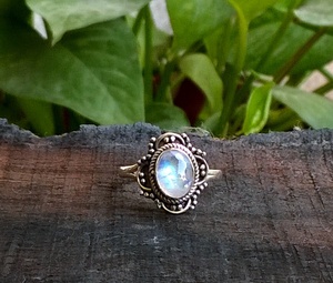 Bague en pierre faite à la main en argent sterling 925 avec lunette et bijoux en pierre de lune pour cadeau - Product Image 2
