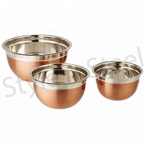 Tazones para Mezclar con Tapa, Tazón para Mezclar Alemán con Acero Inoxidable Color Cobre, Tazones para Mezclar Ensaladas de Acero Inoxidable - Product Image 2