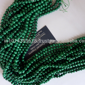 หินลาวาธรรมชาติ3มม. คริสตัลสีเขียวเทอร์ควอยซ์หินบำบัดแบบหลวมเครื่องประดับเป็นเส้นๆทำอัญมณี - Product Image 1