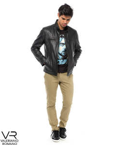 Chaqueta de piel de oveja acolchada para hombre, cuero genuino, transpirable, servicio OEM, acabado, Verano Valeriano Romano - Product Image 5