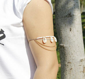 Conch Upper <b>Arm</b> Bracelet Slave Harness Tassels Chain Gold Silver <b>Cuff</b> Armlet - Product Image 1